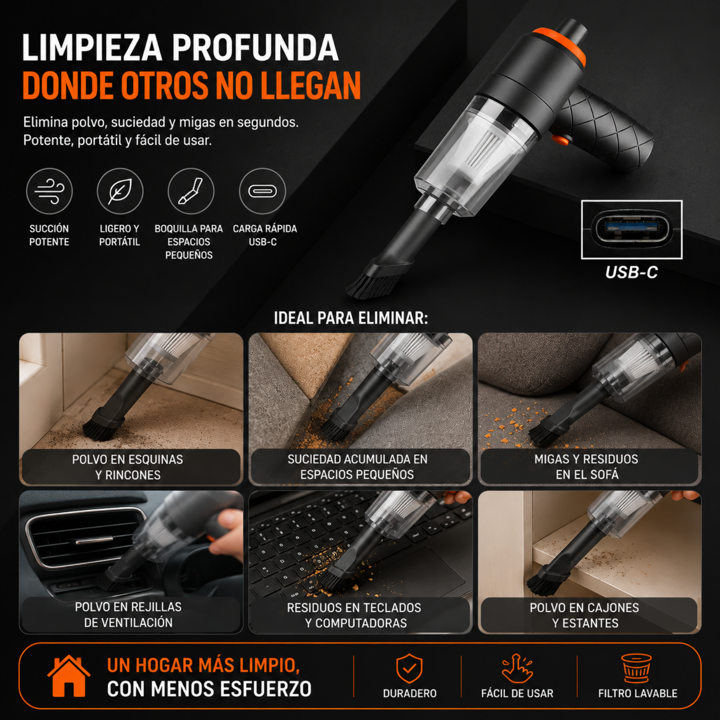 Aspiradora Portátil Multiusos 3 en 1